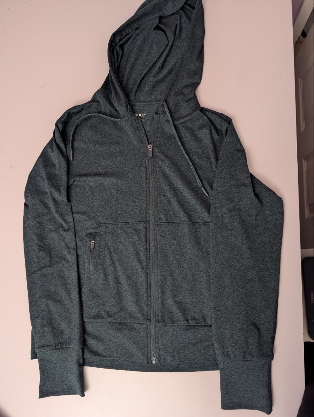 Quince flowknit Men's Full Zip-Up Hoodie in Heather Green